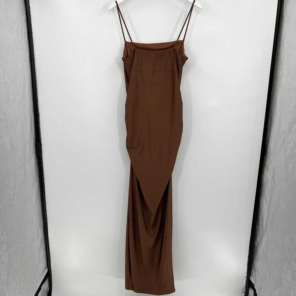 Windsor Brown Satin Long Formal Maxi Dress Leg Sl… - image 5