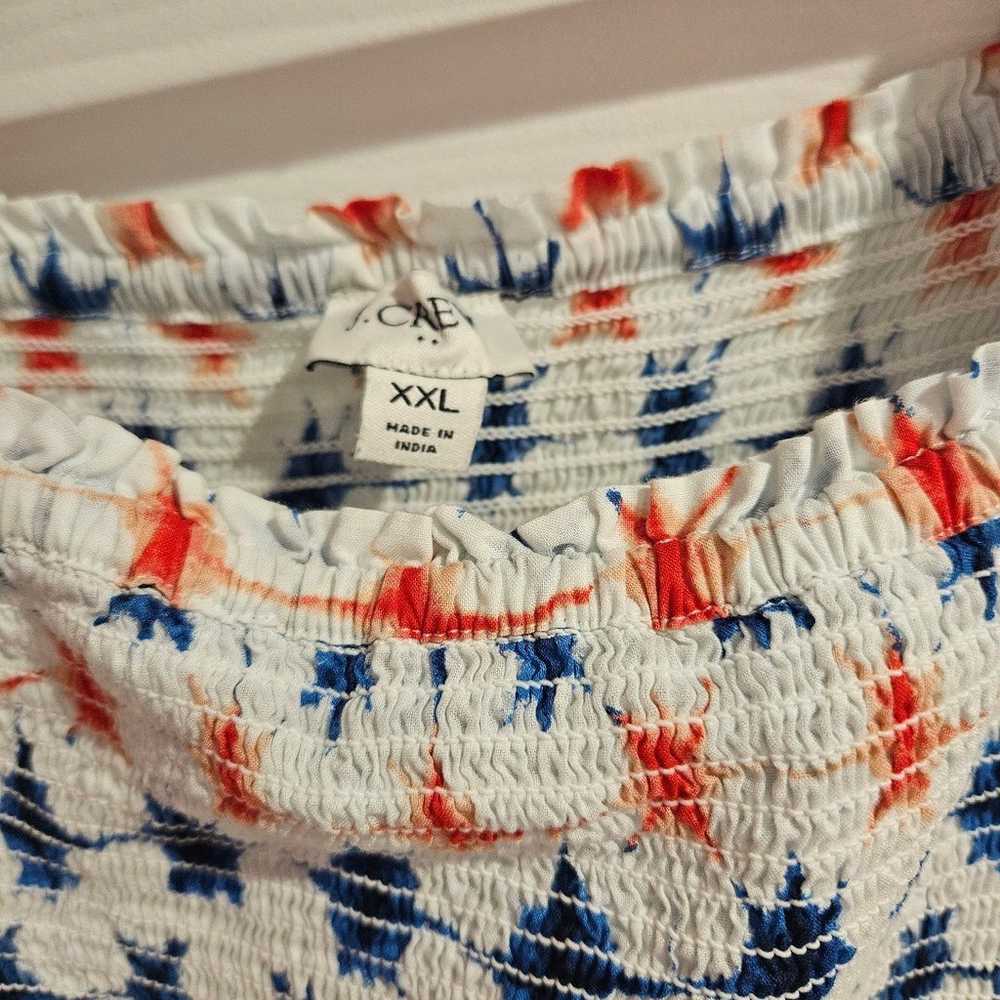 j crew dress Red White Blue Smocked Tie Straps Xx… - image 2