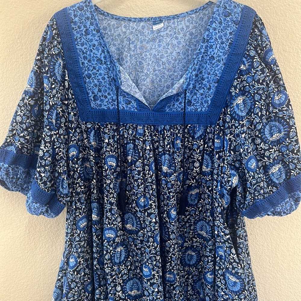 Old Navy Puff Sleeve Blue Blossoms Printed Mini S… - image 4