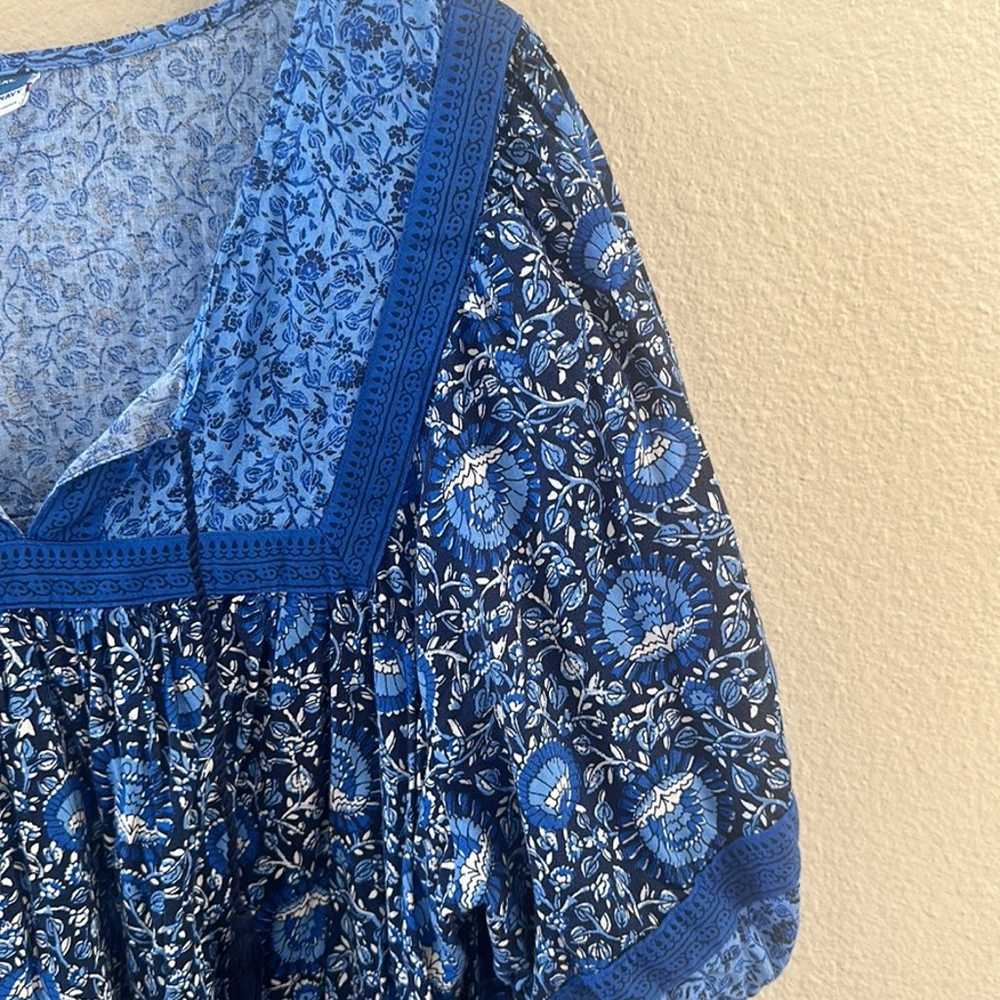 Old Navy Puff Sleeve Blue Blossoms Printed Mini S… - image 5