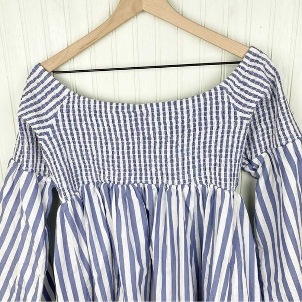 Torrid Blue White Stripe Smocked Mini Skater Dres… - image 6