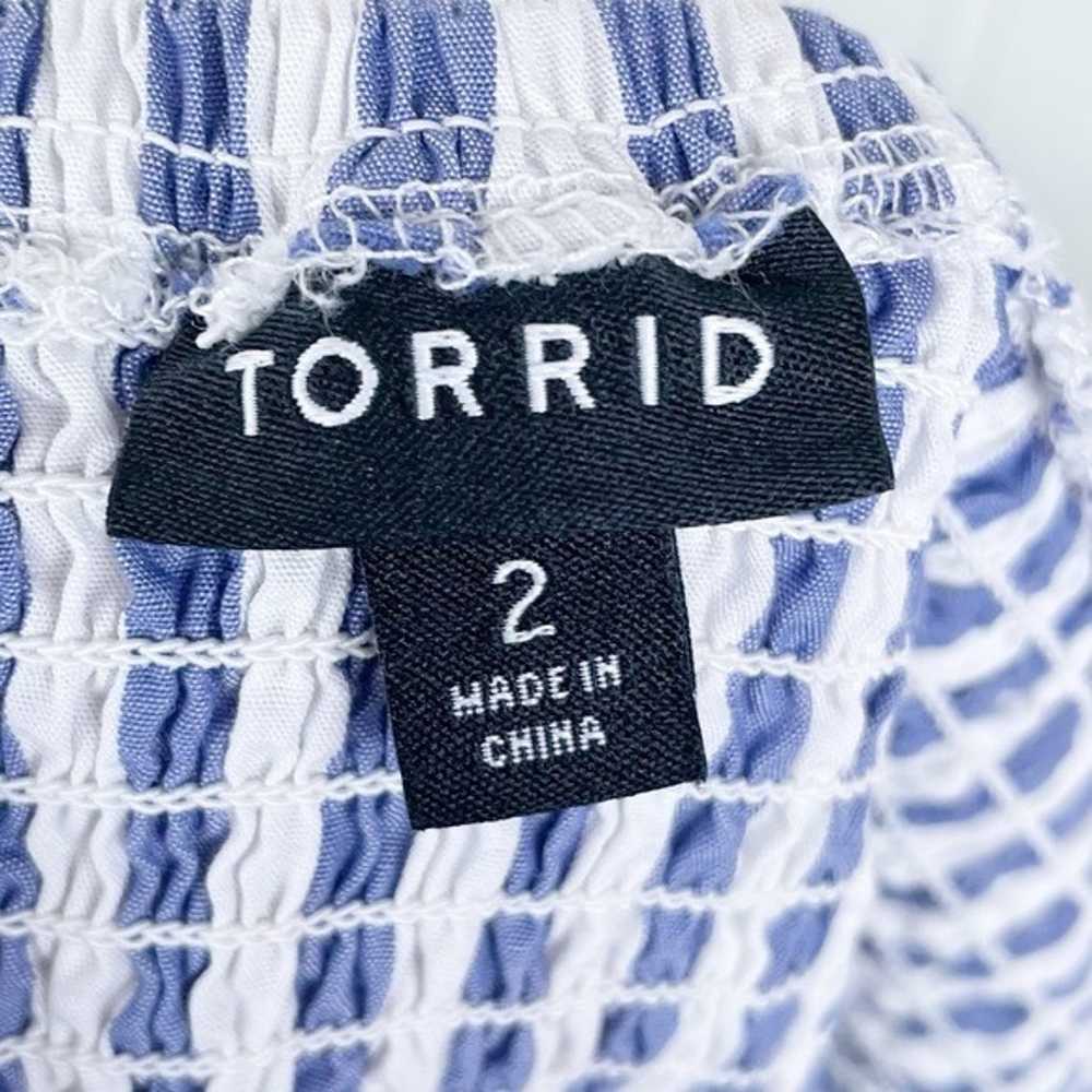 Torrid Blue White Stripe Smocked Mini Skater Dres… - image 7