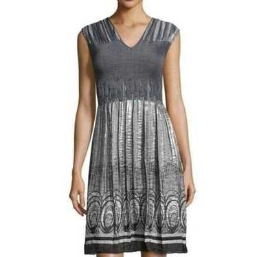 Max Studio Metallic Silver & Grey Pleated Stretchy