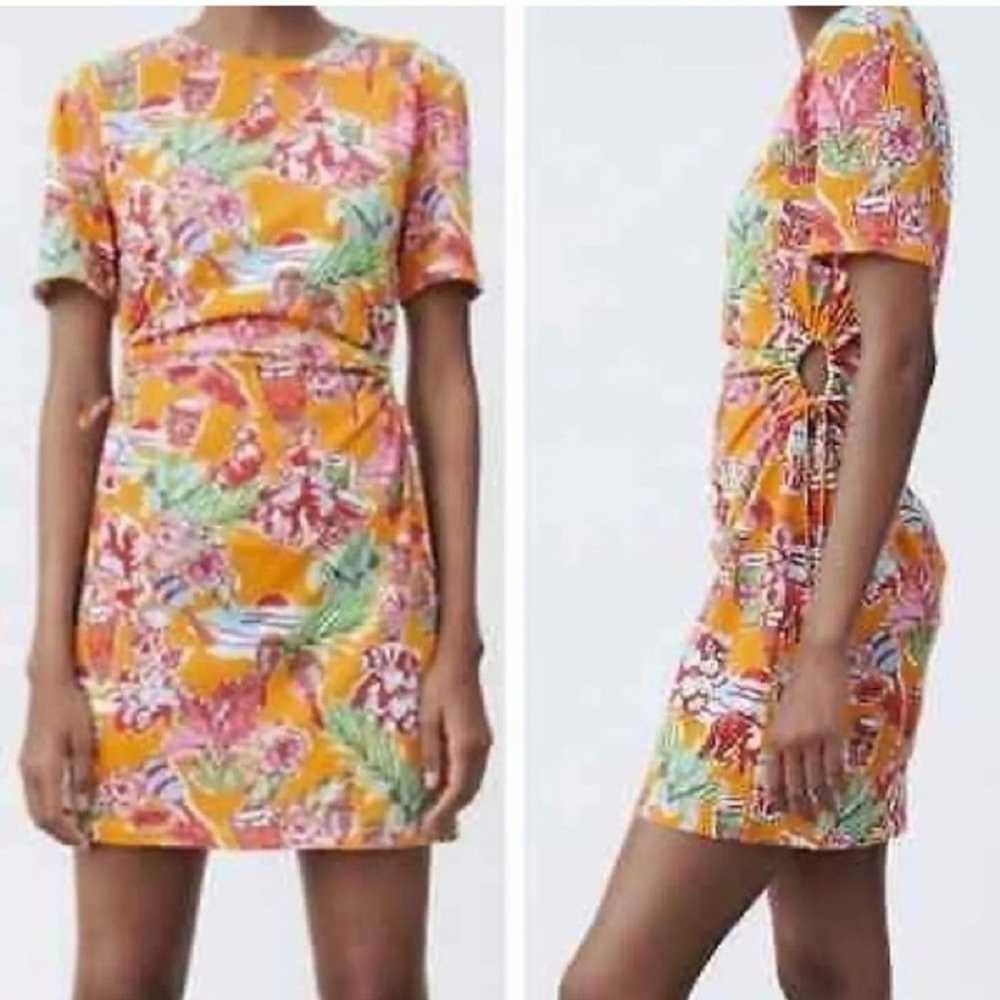 Zara tropical print mini dress - image 1