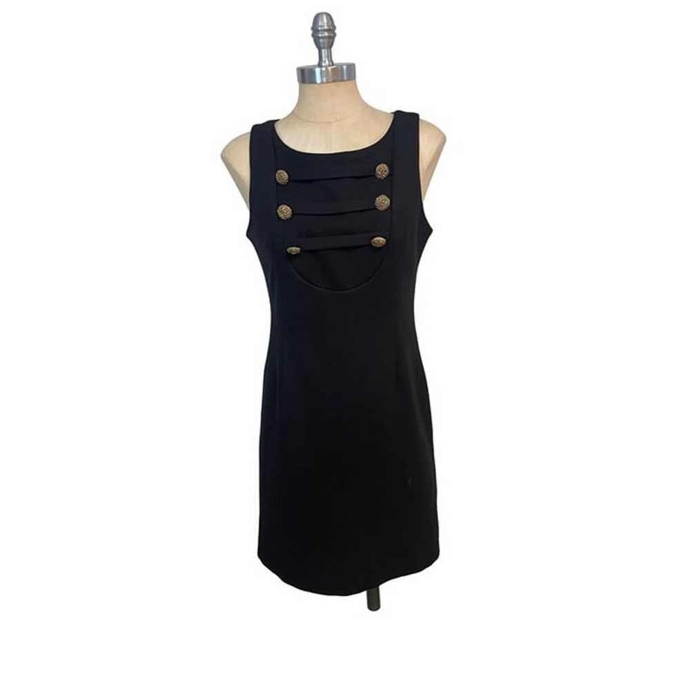 Corey Lynn Calter Black Sheath Dress Military But… - image 1