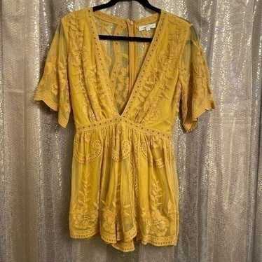 Honey Punch Mustard Yellow Boho Embroidered Croche