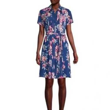 Nanette Lepore Floral Pintuck Dress in Blue