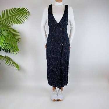 Vintage Y2K Indie Grunge Navy Blue Sleeveless V-N… - image 1