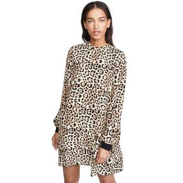 ATM Womens Leopard Print Bishop Sleeve 100% Silk M