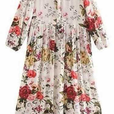 ZARA floral print long one-piece dress with long s