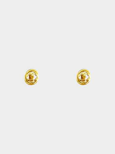 Chanel 1990s Gold Hammered Metal CC Clip-on Earrin