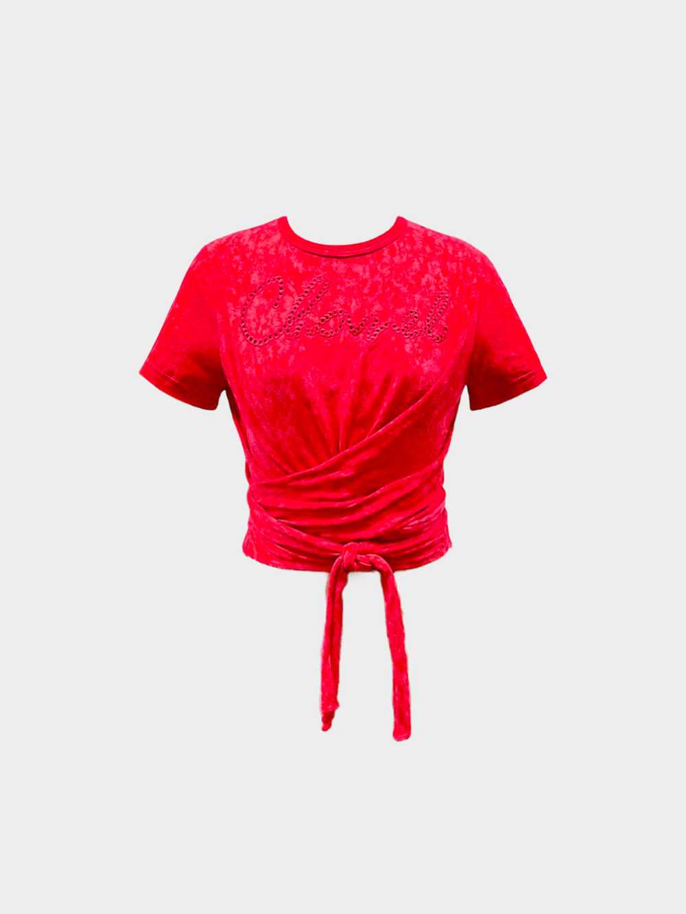 Chanel 2021 Red Rope Logo Cotton Wrap T-shirt - image 1