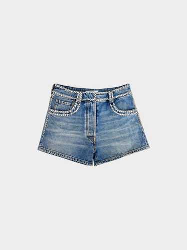 Prada 2010s Blue Denim Rhinestone Shorts