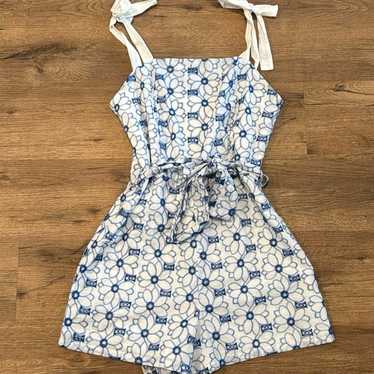 Mi Ami Blue and White Floral Romper