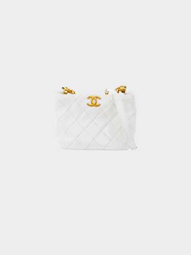 Chanel 2020s White Calfskin Seasonal Hobo Bag with