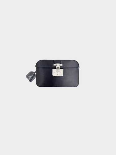 Gucci 2010s Black Lady Lock Satin Clutch