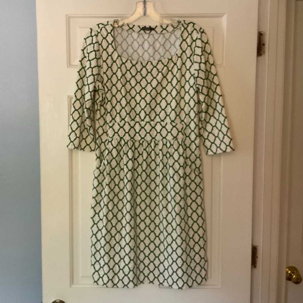 J. McLaughlin Catalina Cloth Dress Cream Green Sq… - image 1