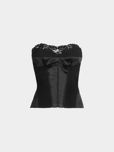 Dolce and Gabbana 2000s Black Silk and Lace Corset