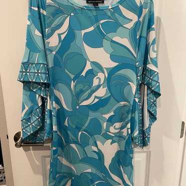 Boston Proper Blue And White Midi Dress Size Mediu