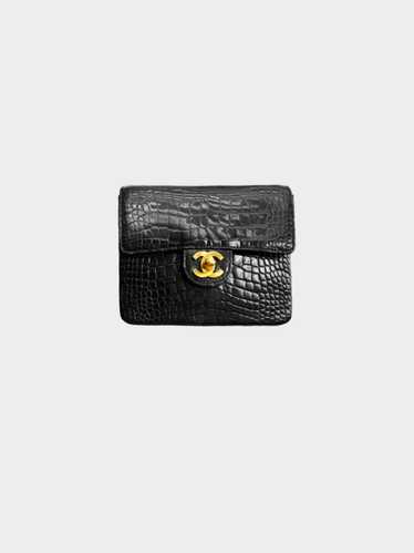 Chanel 1986-1988 Black Exotic Vintage Crocodile Mi