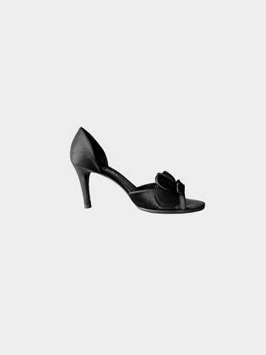 Chanel 2009 Camellia Black Satin Heels