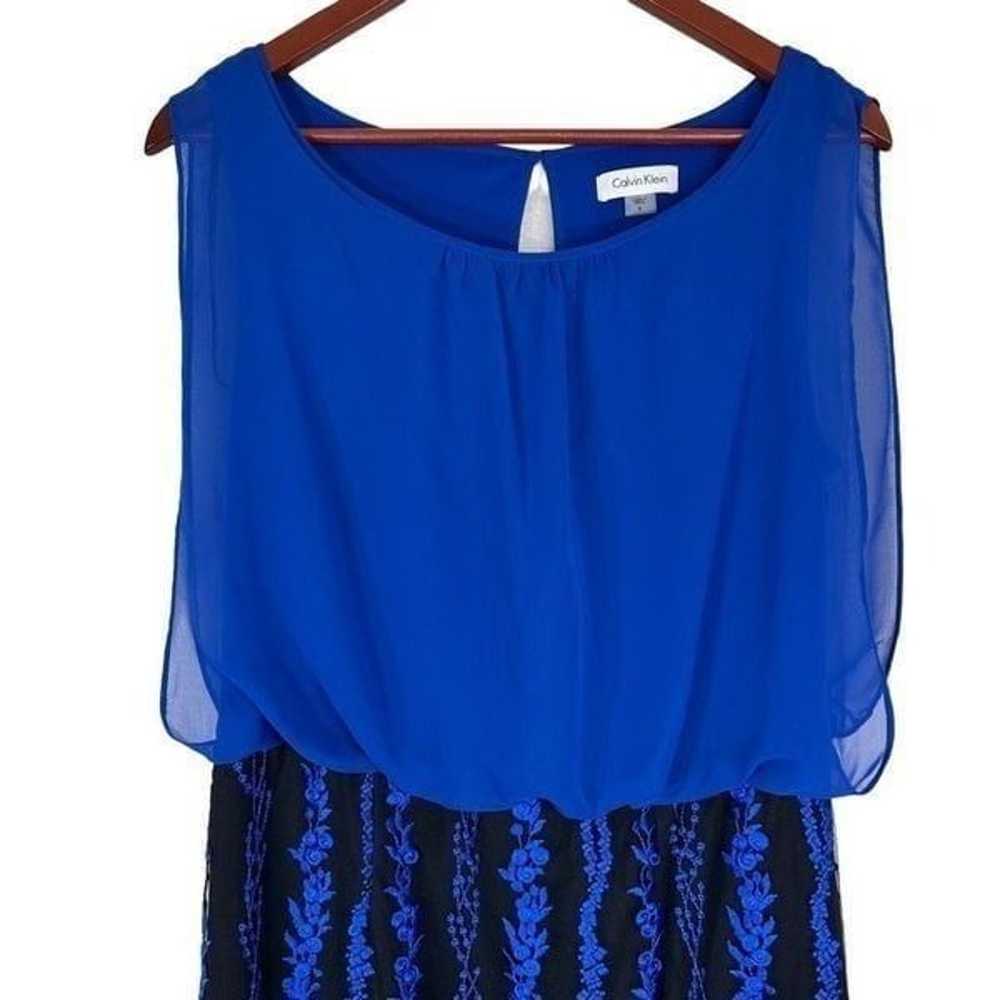 Calvin Klein Royal Blue Floral Embroidered Chiffo… - image 3