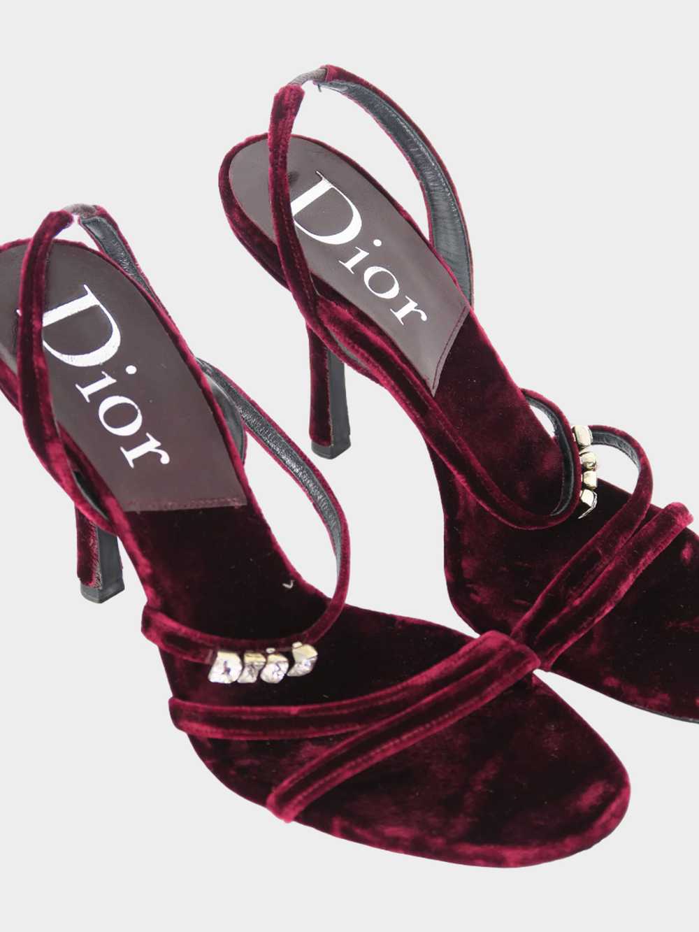 Christian Dior 2000s Bordeaux Velvet Slingback He… - image 2