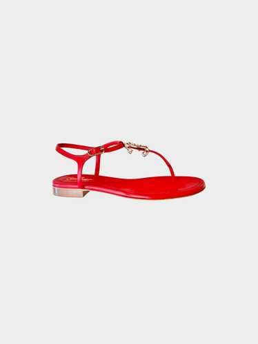 Chanel 2010s Red Leather CC Thong Sandals