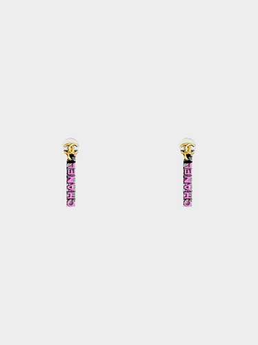 Chanel 2021 Pink Enamel CC Logo Drop Earrings