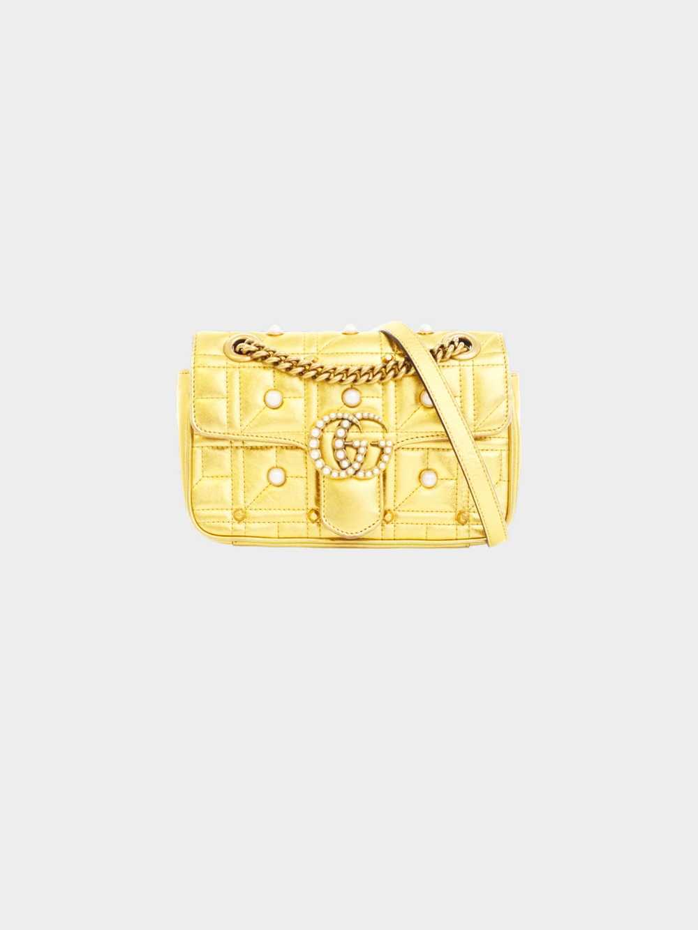 Gucci 2019 Gold MIni Pearly GG Marmont Shoulder B… - image 1