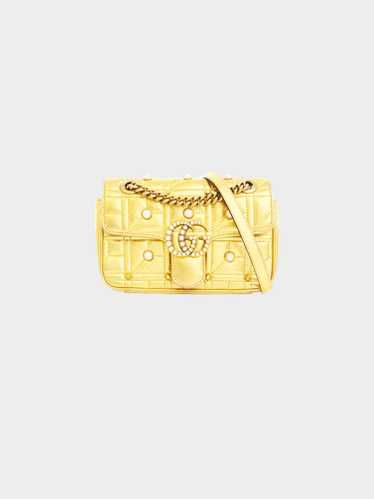 Gucci 2019 Gold MIni Pearly GG Marmont Shoulder Ba