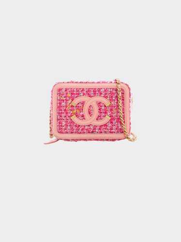 Chanel Mid 2019 Pink Tweed Filigree Mini Vanity Ba