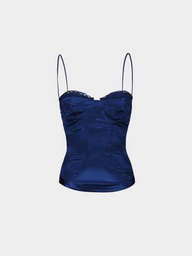 Roberto Cavalli 2000s Navy Silk Bustier Top