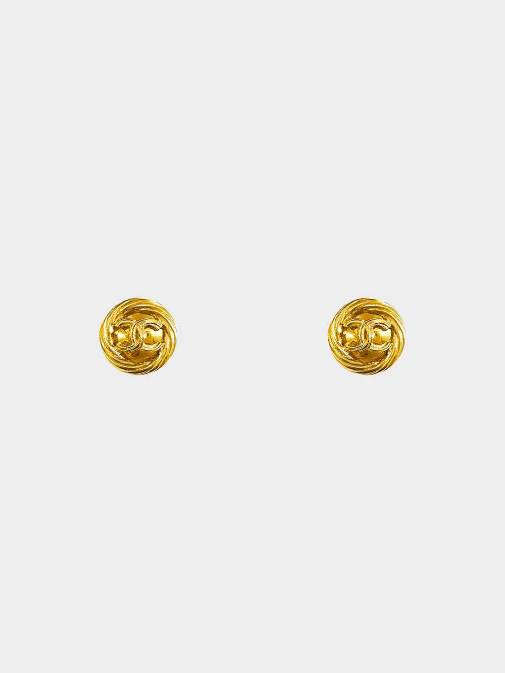 Chanel Spring 1993 Gold Twisted Rope Edge CC Clip… - image 1