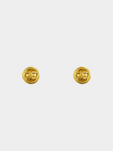 Chanel Spring 1993 Gold Twisted Rope Edge CC Clip… - image 1