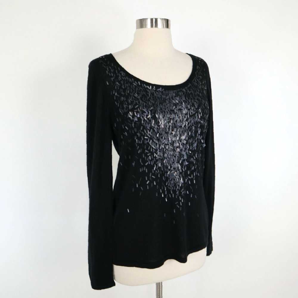 Eileen Fisher Merino Wool Embellished Black Pullo… - image 3