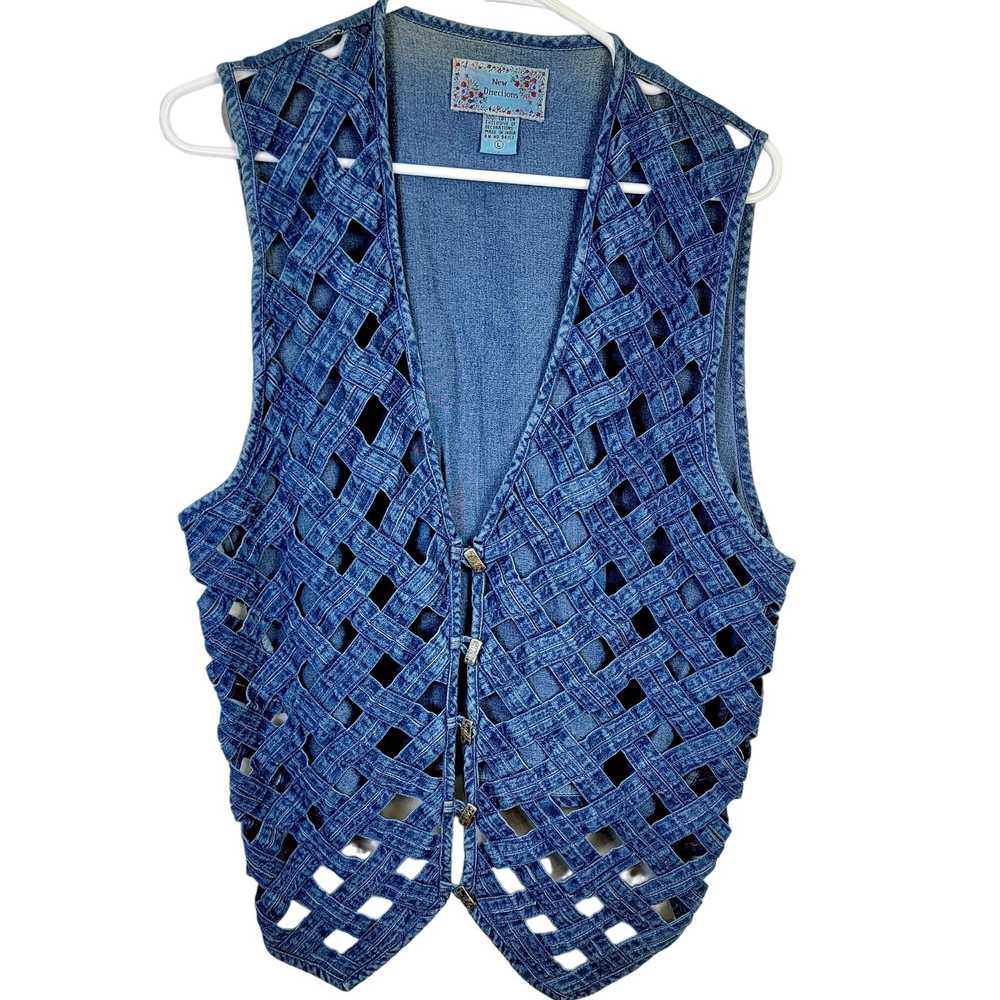 Vintage Vintage 90s Denim Vest Women Large Blue J… - image 8