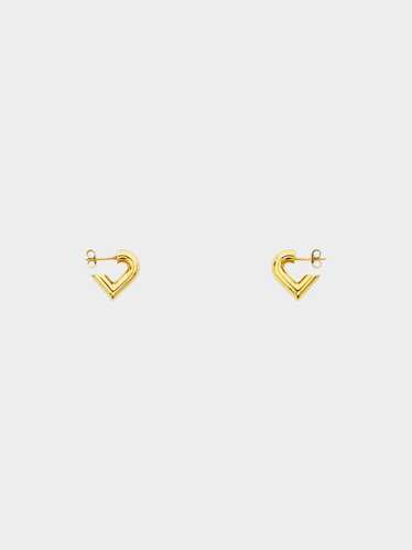 Louis Vuitton Early 2010s Gold LV&V Heart Stud Ear