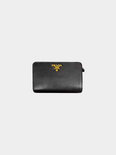 Prada 2010s Black Small Saffiano Leather Wallet