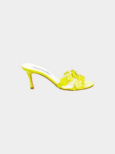 Manolo Blahnik 2000s Lime Green Floral Heels