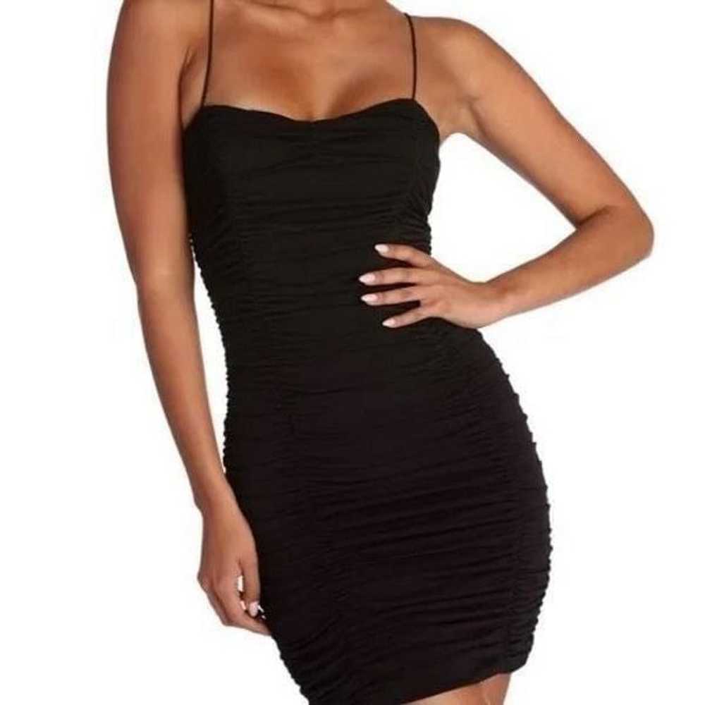 Windsor black ruched midi dress - stretchy - size… - image 1