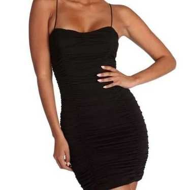 Windsor black ruched midi dress - stretchy - size… - image 1