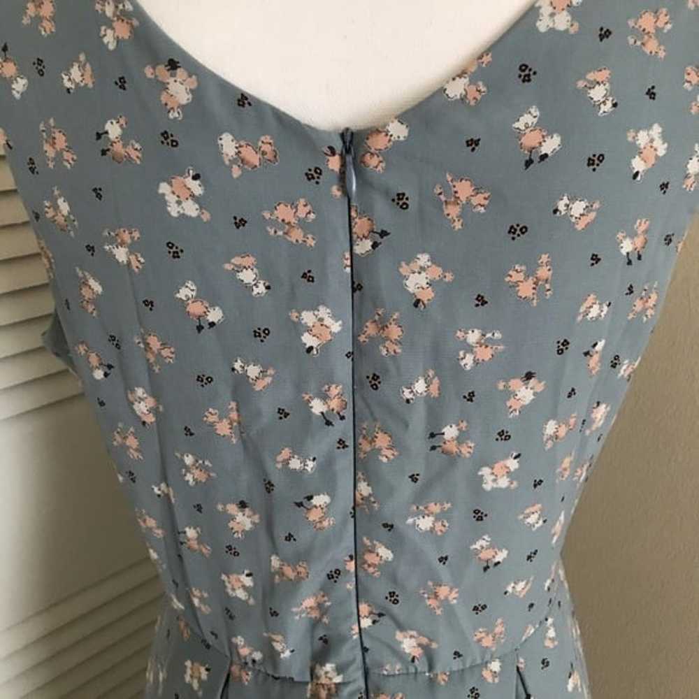 SALE Modcloth Poodle Floral Blue A-Line Fit & Fla… - image 4