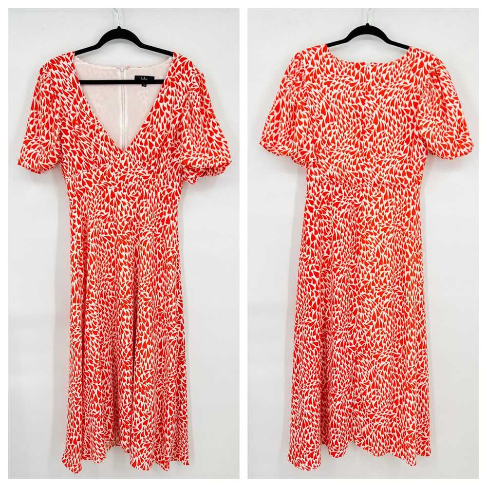 Love Is In The Flair Red Orange Heart Print Midi … - image 4