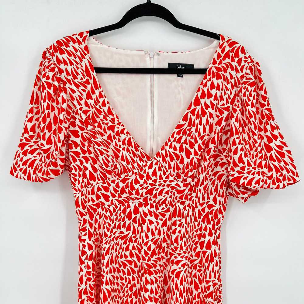 Love Is In The Flair Red Orange Heart Print Midi … - image 5