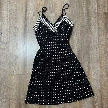 2000s Y2k Bebe Polka Dot White Black Babydoll Mini