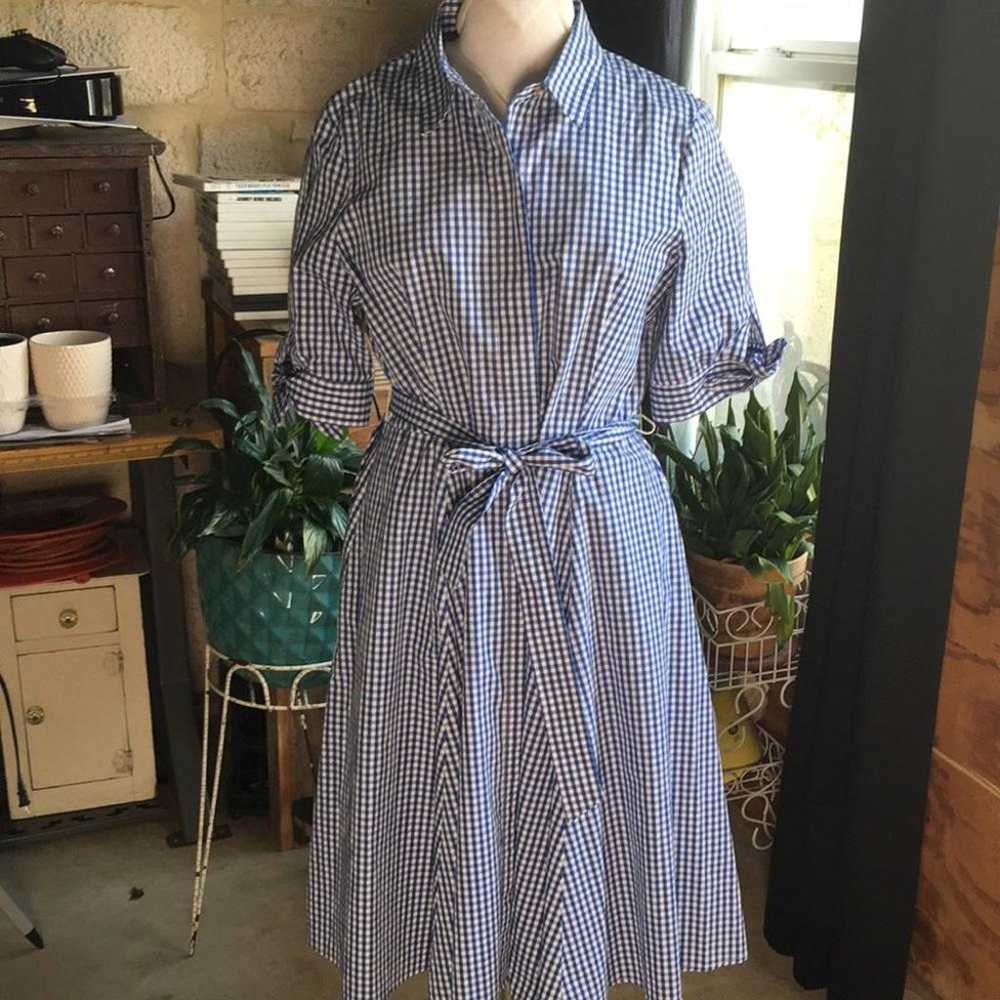 Calvin Klein Blue and White Checked Dress Size 12 - image 1