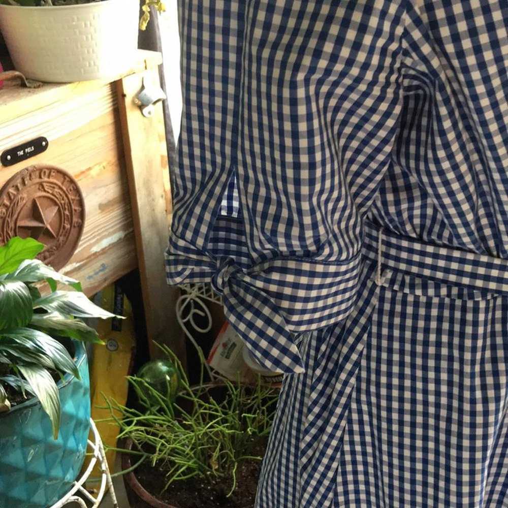 Calvin Klein Blue and White Checked Dress Size 12 - image 2