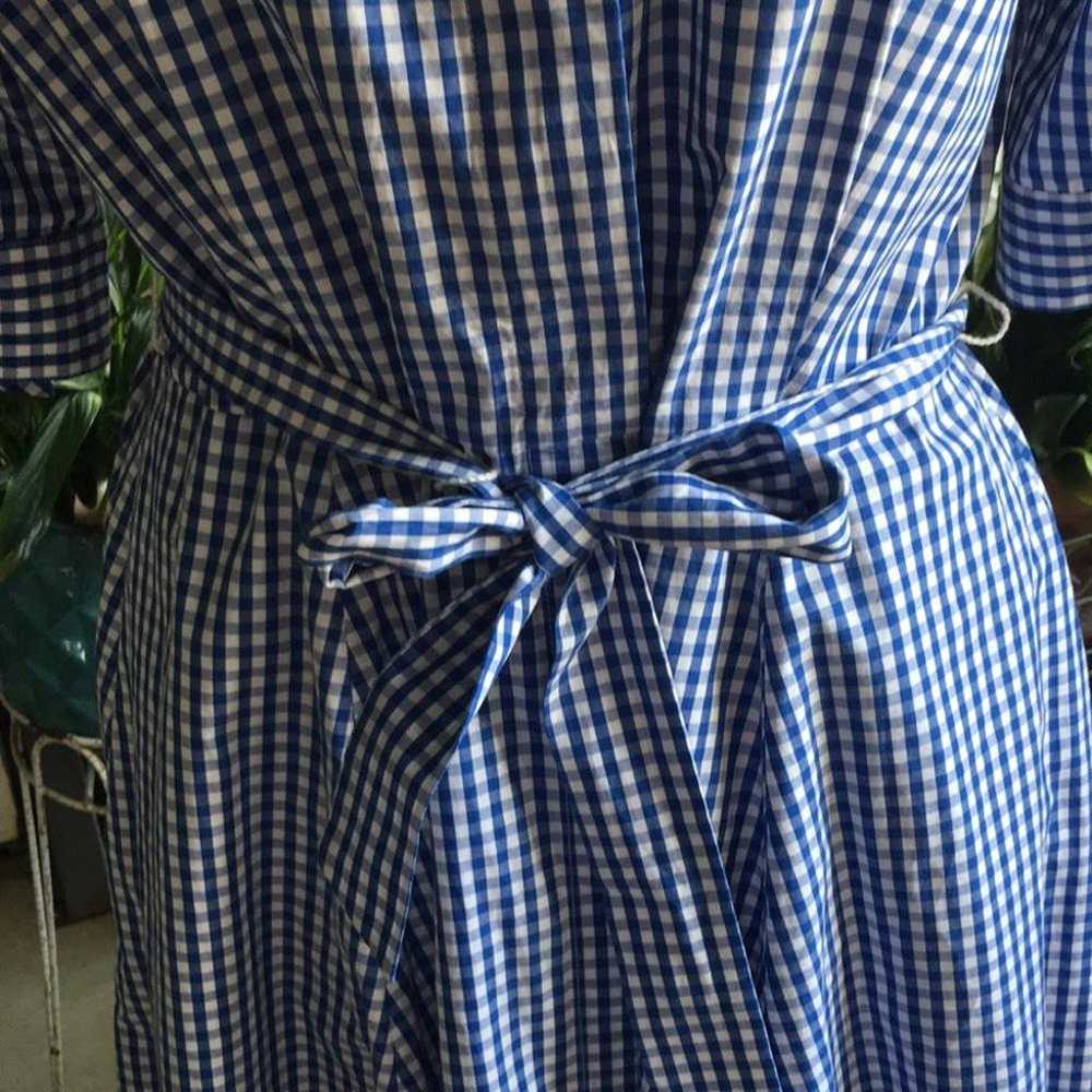 Calvin Klein Blue and White Checked Dress Size 12 - image 3