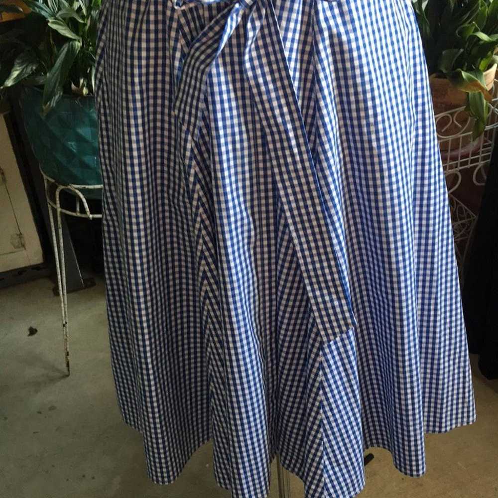 Calvin Klein Blue and White Checked Dress Size 12 - image 4